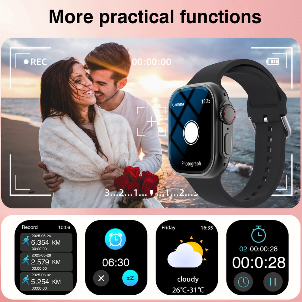 Waterproof Smartwatch with Wireless Call and Fitness Clock Health Monitor for Men and Women
