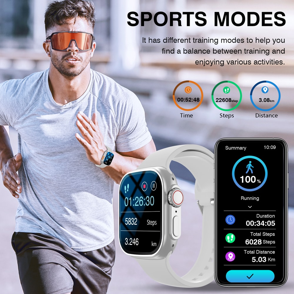 Waterproof Smartwatch with Wireless Call and Fitness Clock Health Monitor for Men and Women