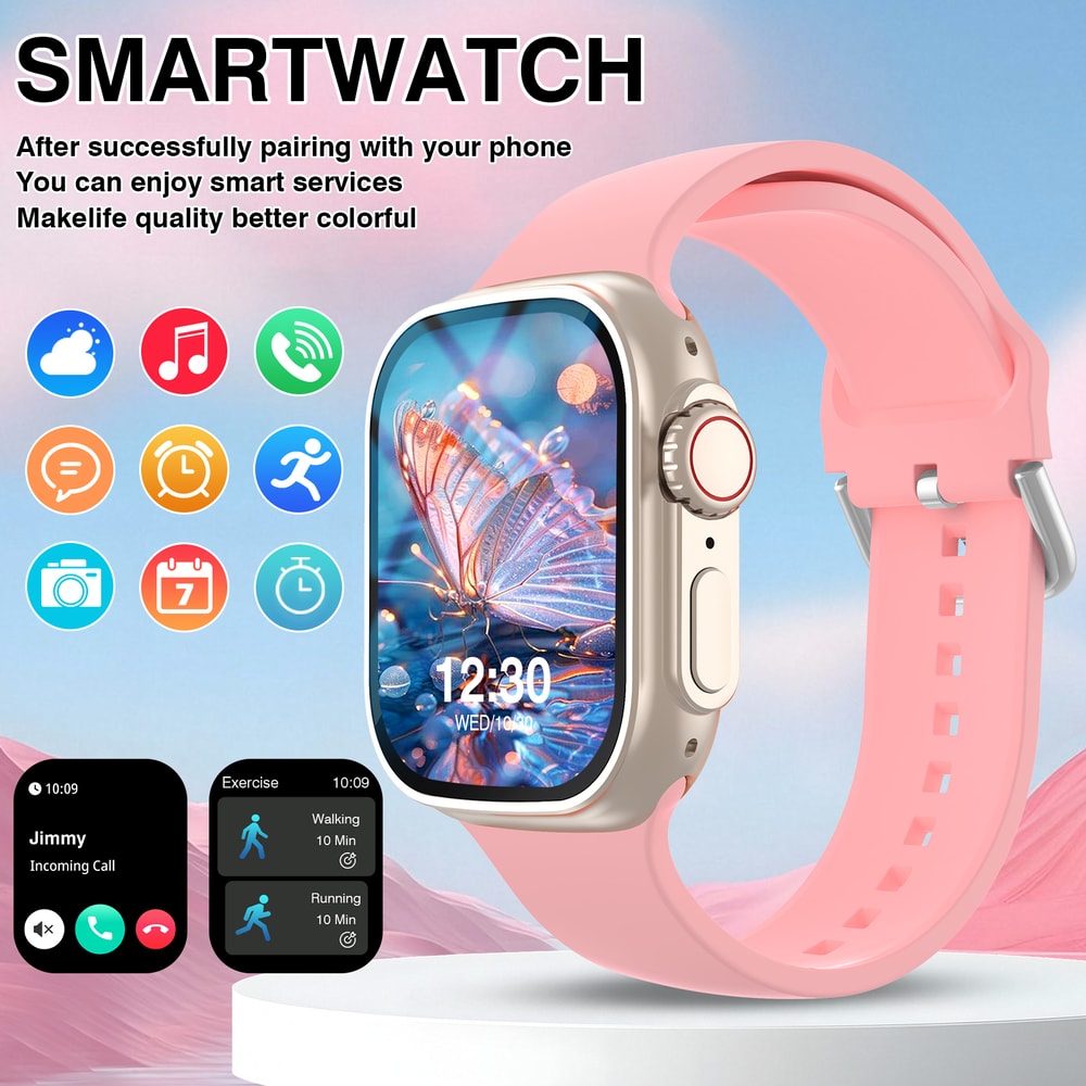 Waterproof Smartwatch with Wireless Call and Fitness Clock Health Monitor for Men and Women