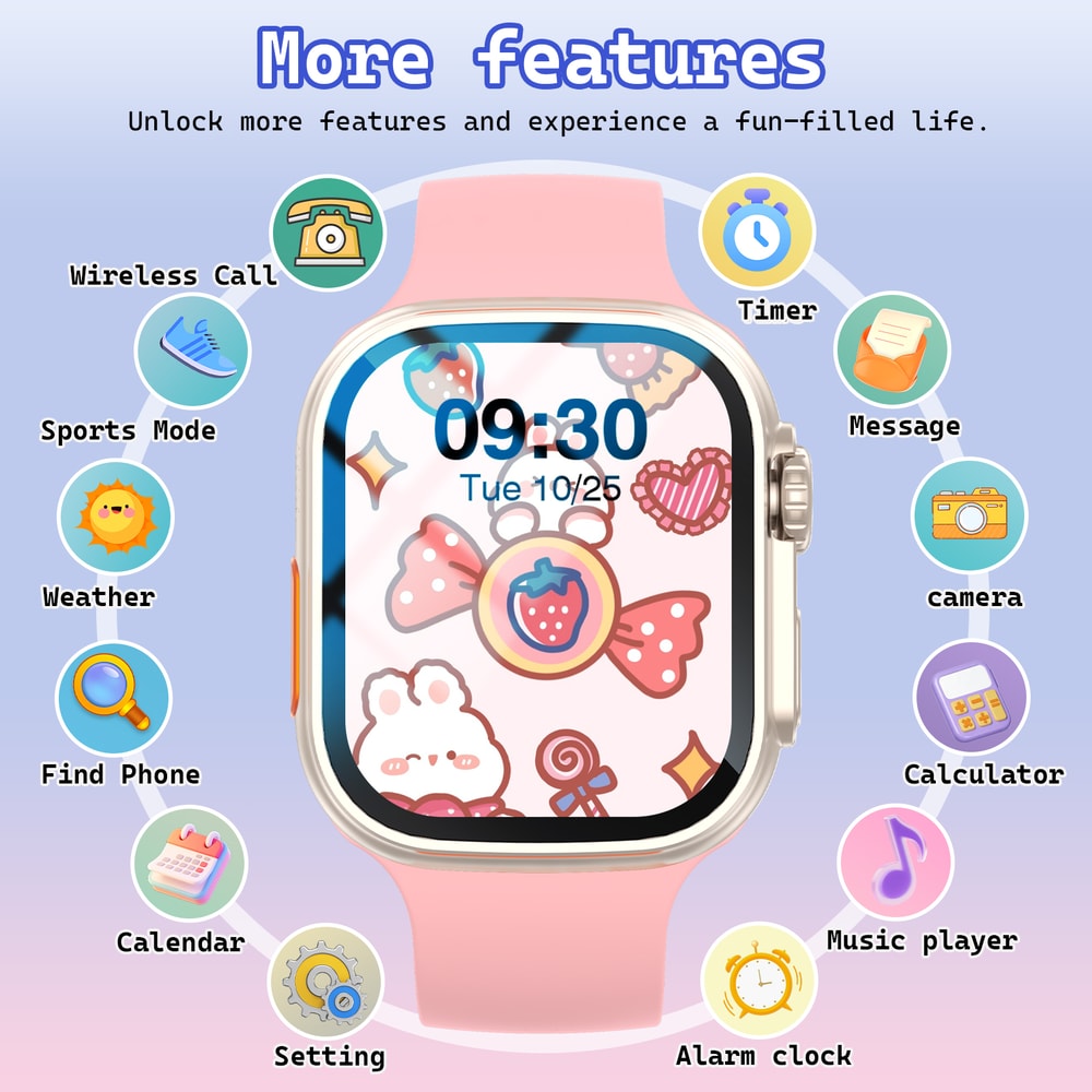 Unisex Smart Watch with High-Definition Screen, Wireless Calls, Sports Modes, Music Control, Message Alerts