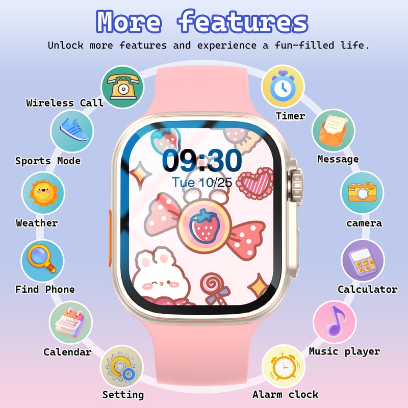Unisex Smart Watch with High-Definition Screen, Wireless Calls, Sports Modes, Music Control, Message Alerts