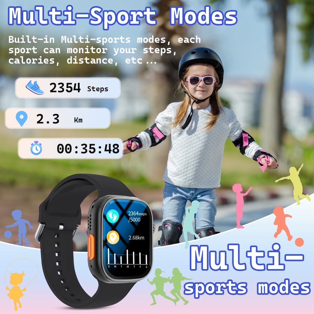 Unisex Smart Watch with High-Definition Screen, Wireless Calls, Sports Modes, Music Control, Message Alerts