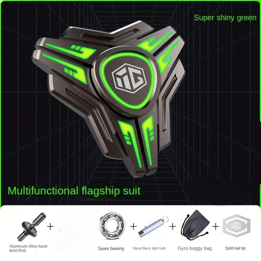 High Speed Metal Gyro Spinner, Smooth Bearings, Alloy Light Up Office Toy for Stress Relief