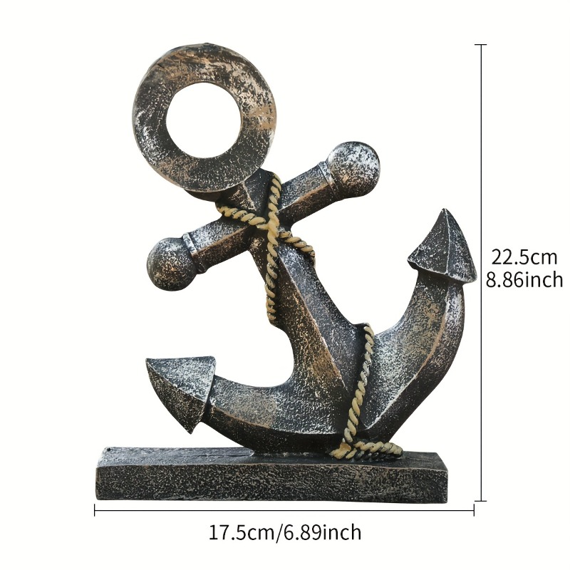 Creative Antique Ship Anchor Sculpture, Retro Resin Decoration for Navigation