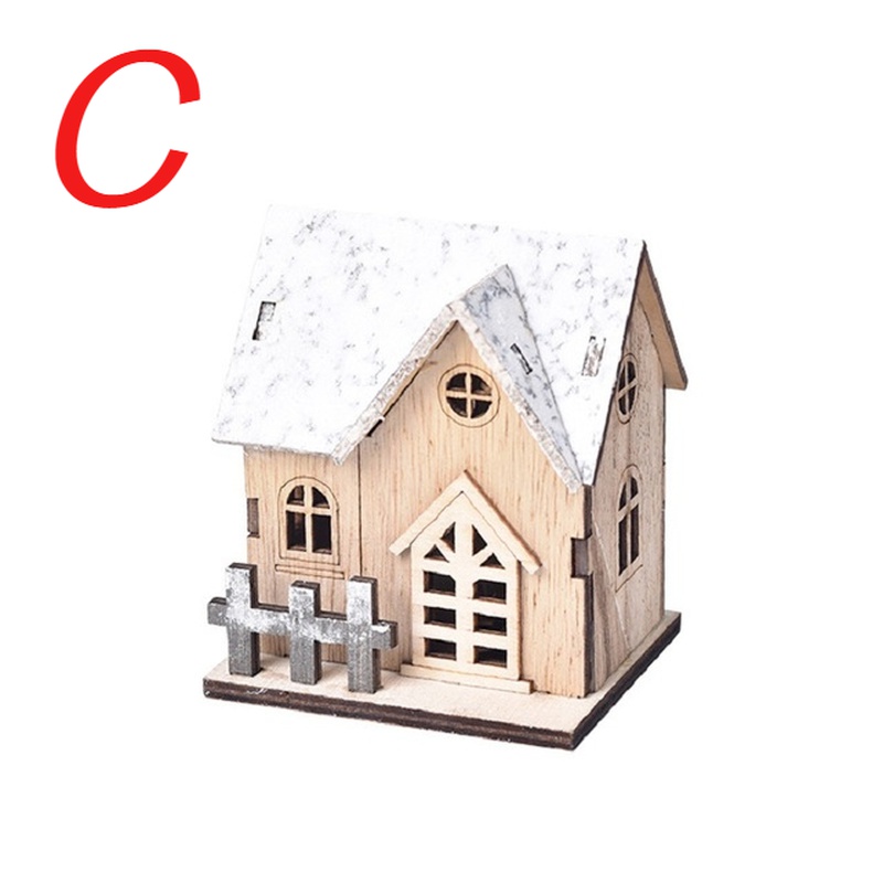 Luminous Cabin Christmas LED Light Wooden House Merry Christmas Decorations For Home DIY Xmas Tree 8