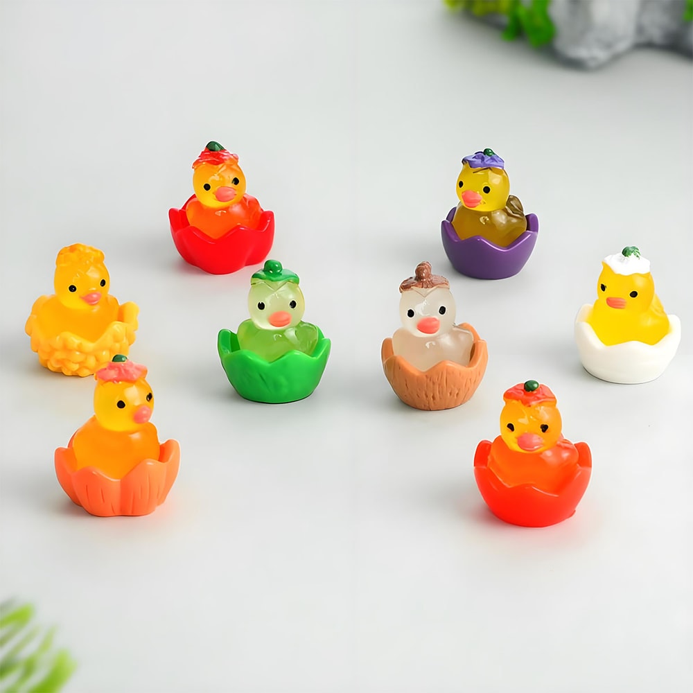 Glow in The Dark Luminous Resin Ducks, Vegetable Fruit Style, Tiny Animal Figures for Home Decor