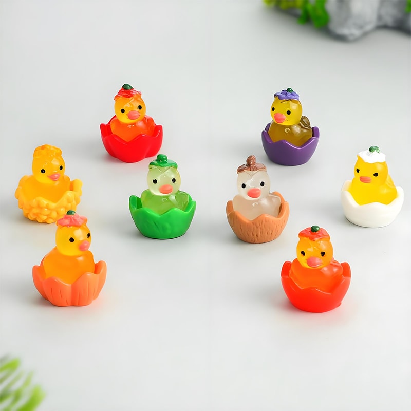Glow in The Dark Luminous Resin Ducks, Vegetable Fruit Style, Tiny Animal Figures for Home Decor
