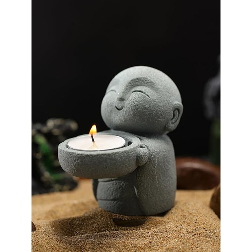 Retro Little Monk Candle Holder Base, Perfect Home Decor for Dining Table and Study Desktop Ornament