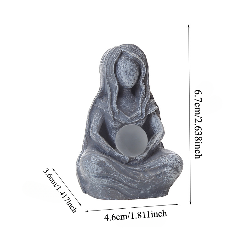 Meditation Style Moon Goddess Statue Ornament, Imitation Stone Texture Healing Home Decoration
