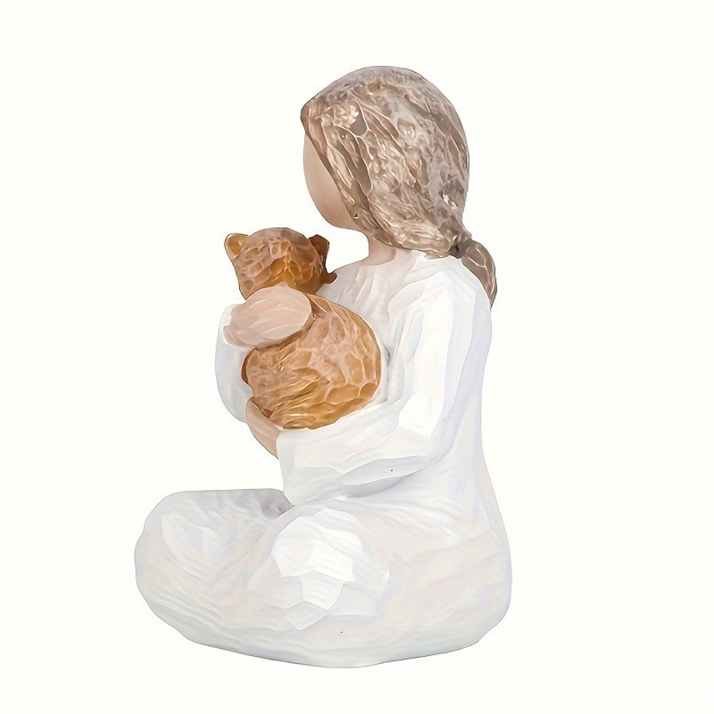 Pet Memorial Resin Angel Cat Statue for Living Room, Bedroom, Thanksgiving Gift Decoration