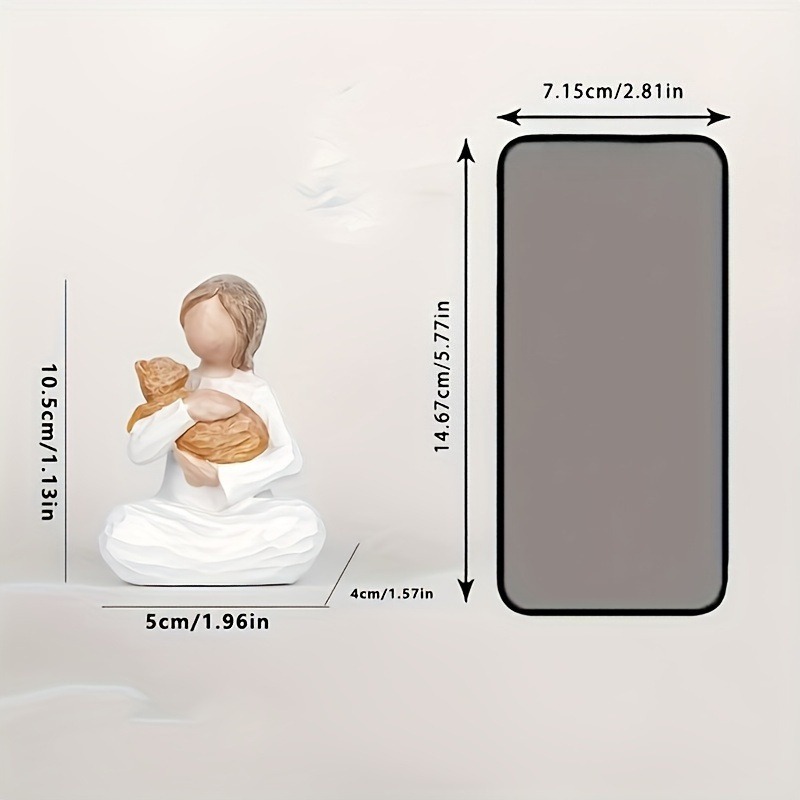 Pet Memorial Resin Angel Cat Statue for Living Room, Bedroom, Thanksgiving Gift Decoration