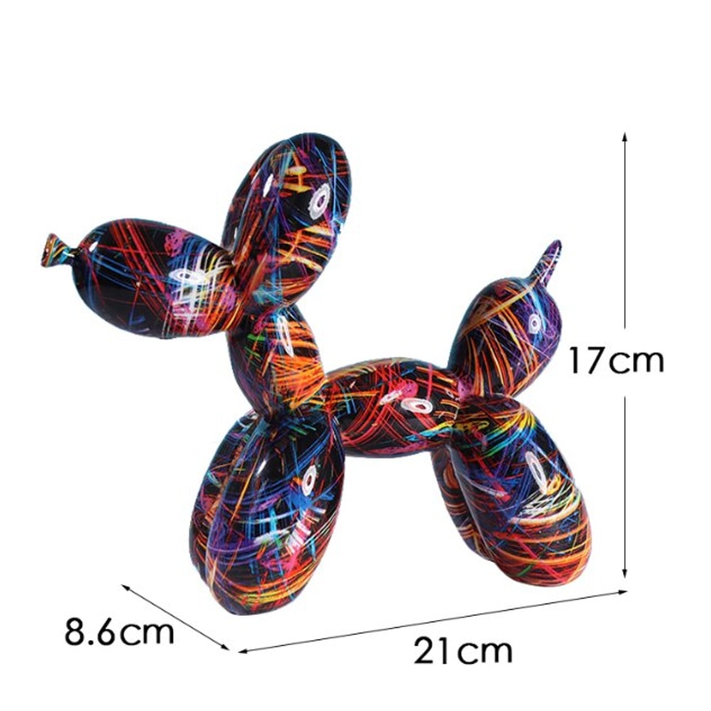 Colorful Resin Graffiti Balloon Dog Figurines For Interior Home Decoration Artistic Animal Statue C 7