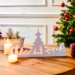 simple white nativity silhouette, snowflake board christmas home desktop decorative item