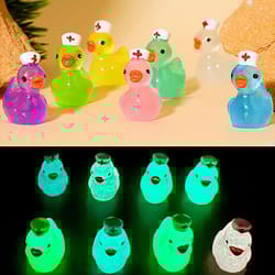 fairy garden decor, glow in dark nurse duck figurine, fluorescent night light, miniature accessories for diy micro lands