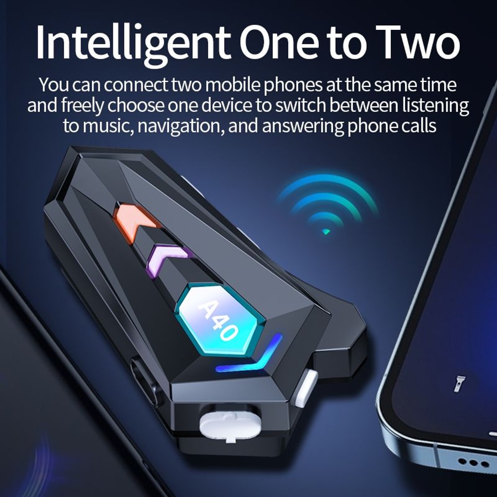 Bluetooth 53 Motorcycle Helmet Headset Waterproof Earphones With Speaker TriColor Ambient Light Au 8