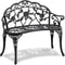Antique Cast Aluminum Outdoor Patio Garden Bench Rose Design Park Yard Furniture WeatherResistant S 10