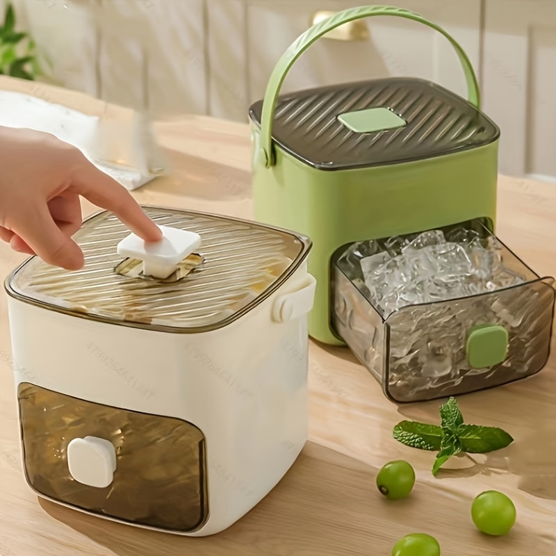 Cube Ice Maker With Lid Easy Release Silicone Ice Cube Tray And Storage Bin 3