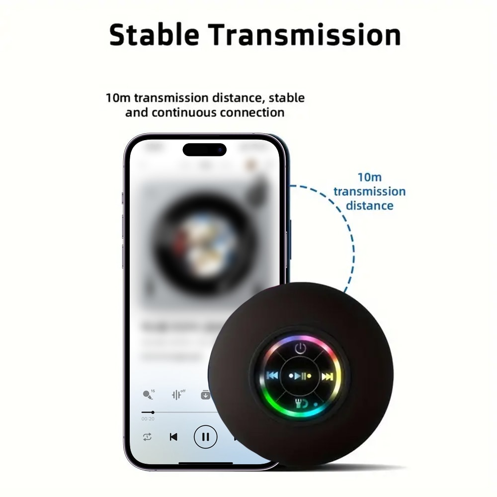 AquaBeat Pro Bluetooth Shower Speaker With LED Light Suction Cup 5