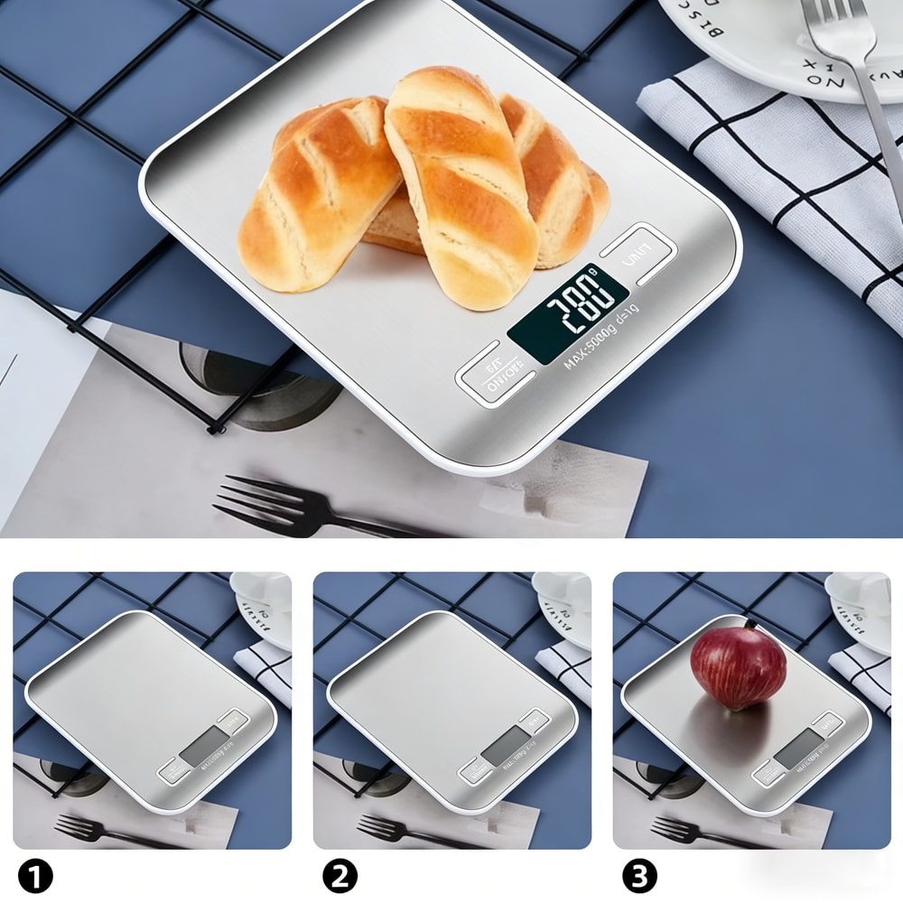 PrecisionChef Digital Kitchen Scale with LED Display & Stainless Steel Platform