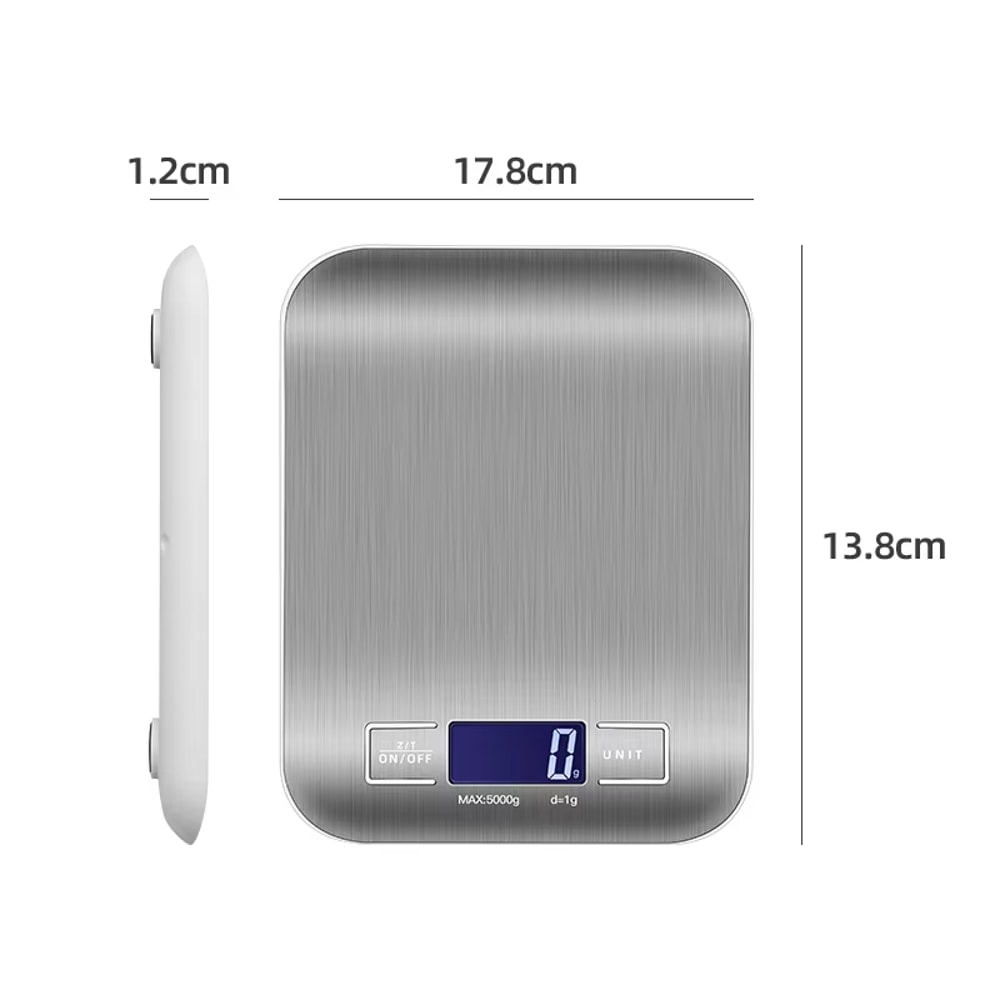 Smart Precision Digital Kitchen Scale 5kg Stainless Steel Food Weighing Scale 5