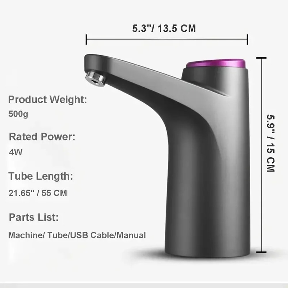 HydraFlow USB Rechargeable Gallon Water Dispenser Pump for Home, Office & Campings
