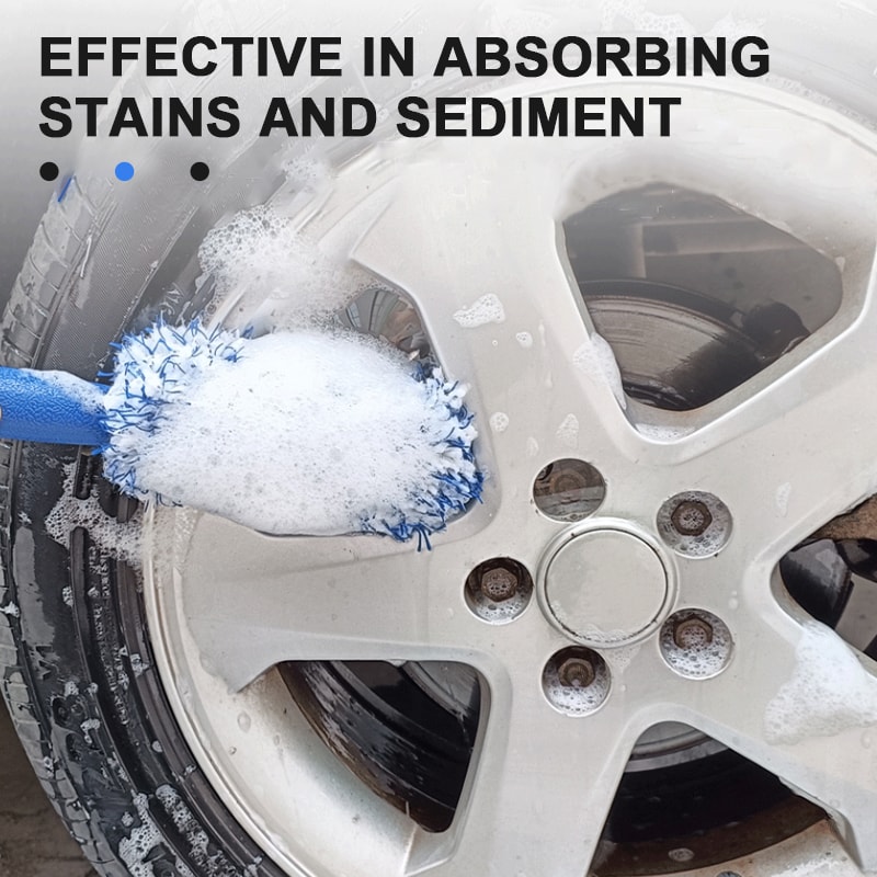 Premium Car Wheel Tire Wheel Cleaning Brush Plush Rim Cleaning Brush For Deep Dust Grime Removal 2