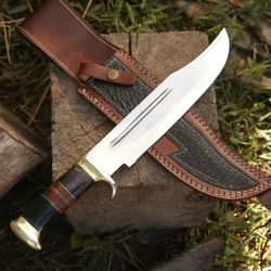 Crocodile Dundee Bowie Knife Custom Handmade Bowie Knife Survival Bowie Leather Handle Mirror Polished Blade Full Tang