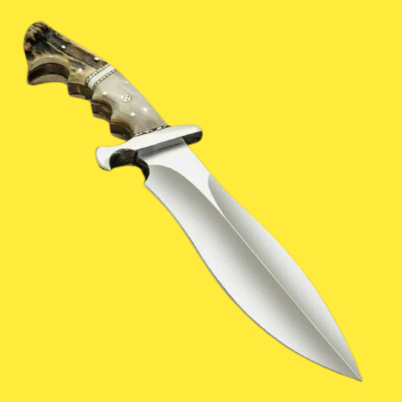 Stag Antler Bowie Knife Handmade Bowie Stag scales knife (1).png