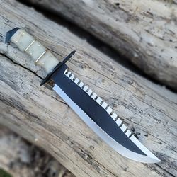 Handmade Bowie Knife Carbon Steel Hunting Knife Survival Outdoor Camel Bone Handle Camping Knife Gift For Special Knife