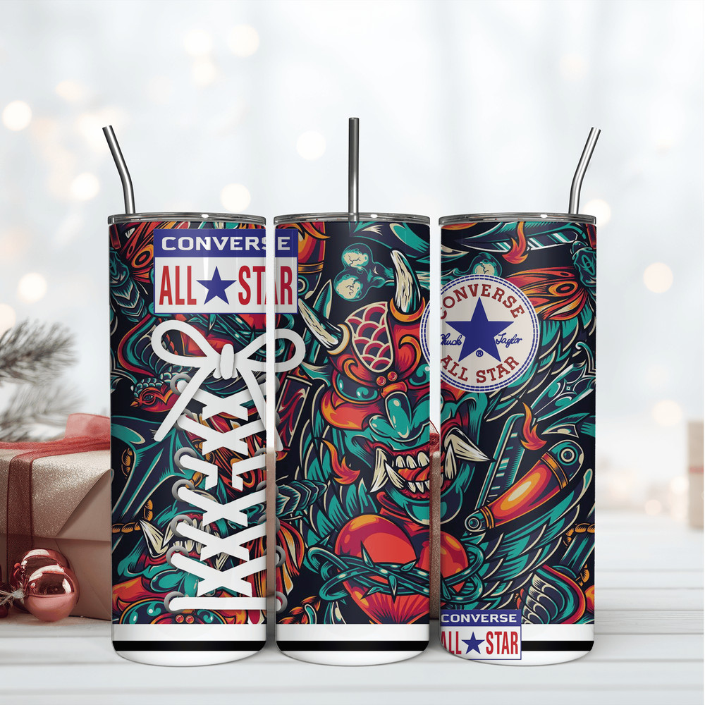 Art Converse Shoes 20Oz Tumbler Wrap Sublimation Design, Brand Tumbler Wrap Design.png