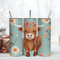 Baby Highland Cow with Flower Tumbler Wrap, 20oz Skinny Tumbler Sublimation Png Design.png