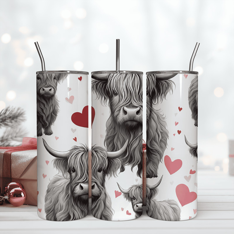 Black And White Cow With Red Hearts 20oz Tumbler Png_1.png