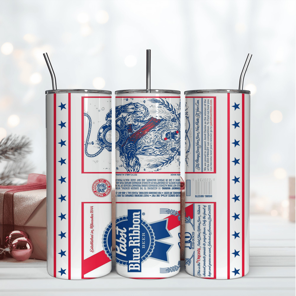 Blue Ribbon Beer 20Oz Tumbler Wrap Sublimation Design, Beer Brand Tumbler_1.png