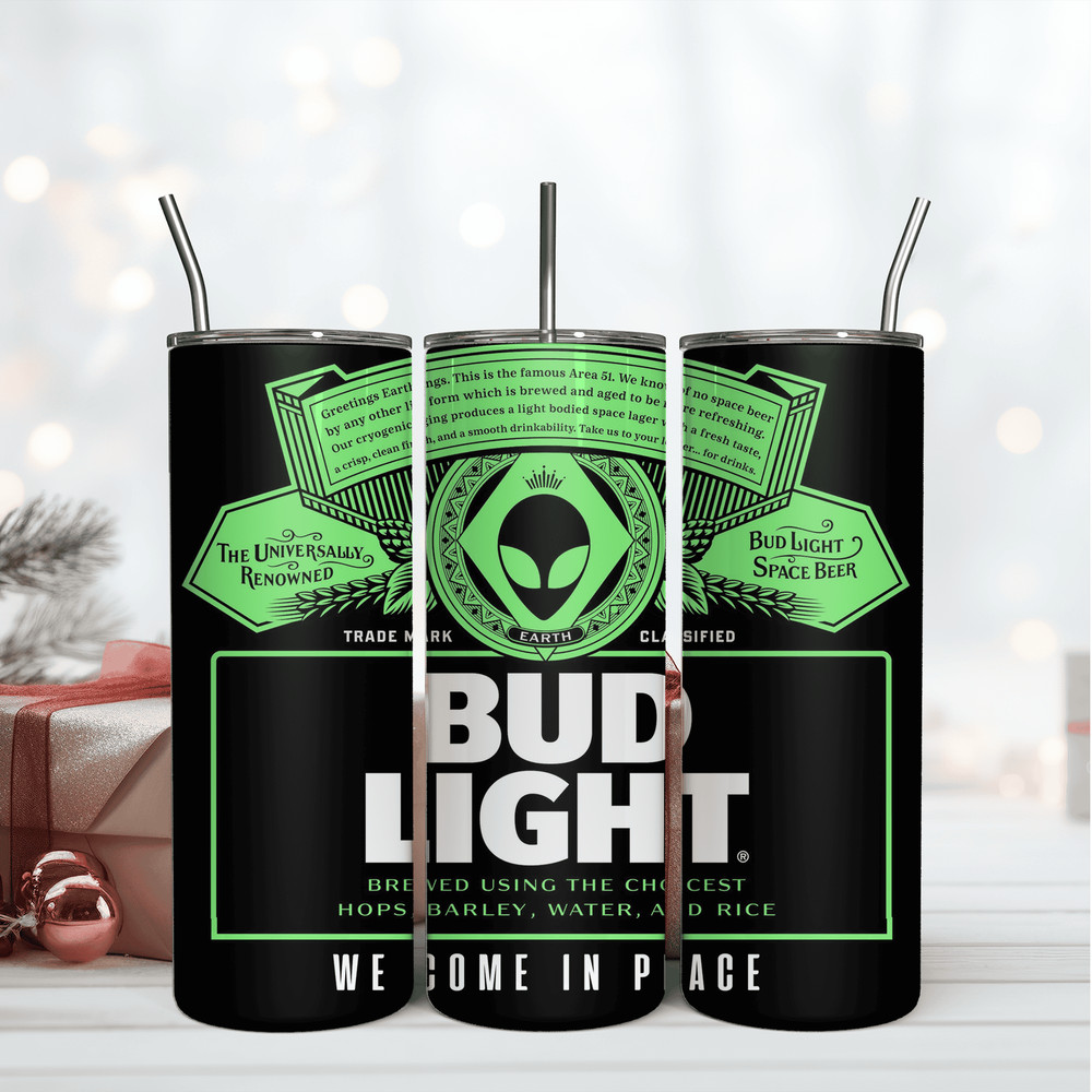 Bud Light Black 20Oz Tumbler Wrap Sublimation Design, Beer Brand Tumbler_1.png