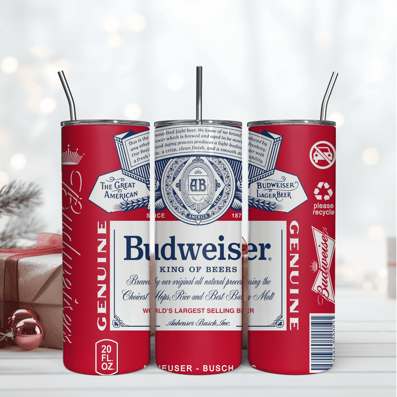 Classic Budweiser 20Oz Tumbler Wrap Sublimation Design, Beer Brand Tumbler.png