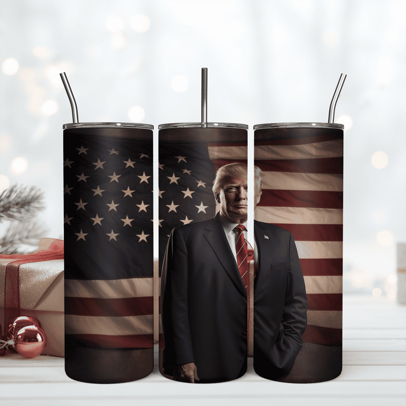 20oz Skinny Tumbler USA Flag Trump png Sublimation Design, Anti Biden Wrap.png