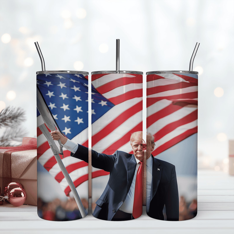 American Flag Trump 2024 20oz Skinny Tumbler Wrap, Sublimation Design Png.png