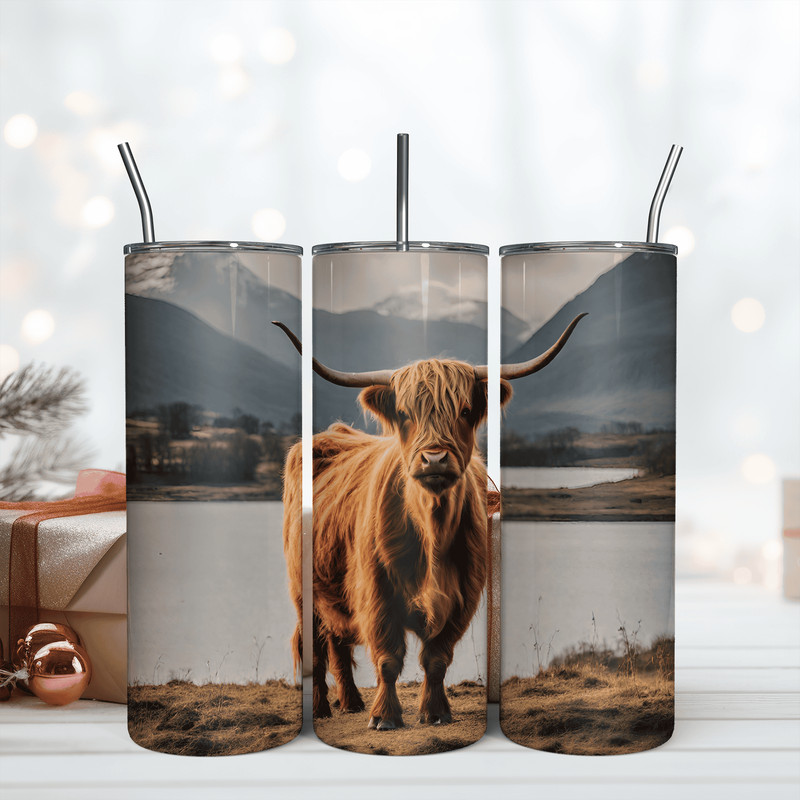 Highland Cow Tumbler 20Oz Skinny Straight Tumbler Png.png