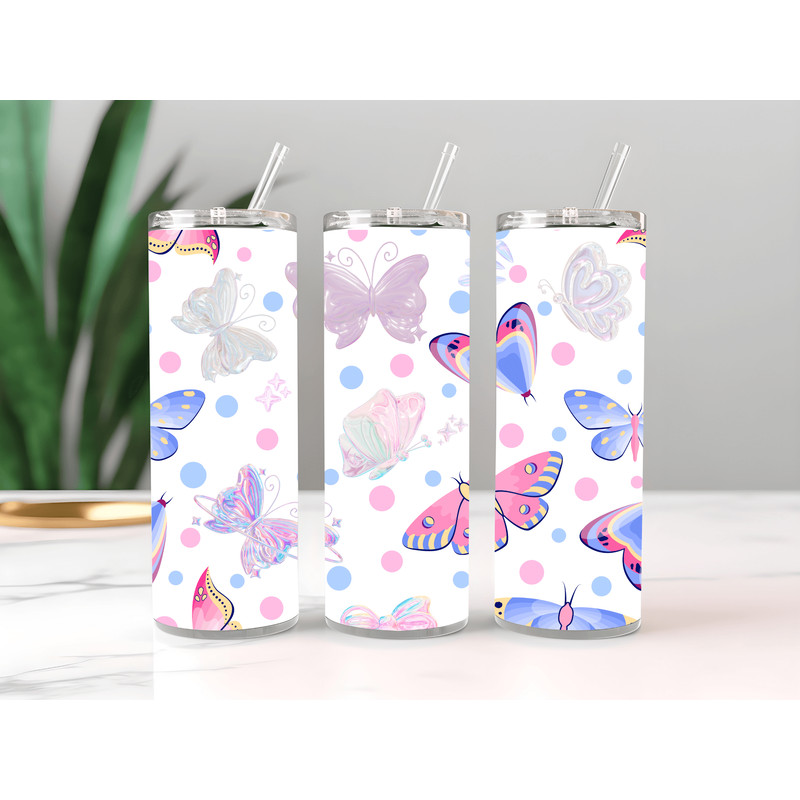 Butterfly Sublimation Tumbler Wrap 20oz Dark Floral 20oz Sublimation Dark Butterfly PNG Boho Tumble 0