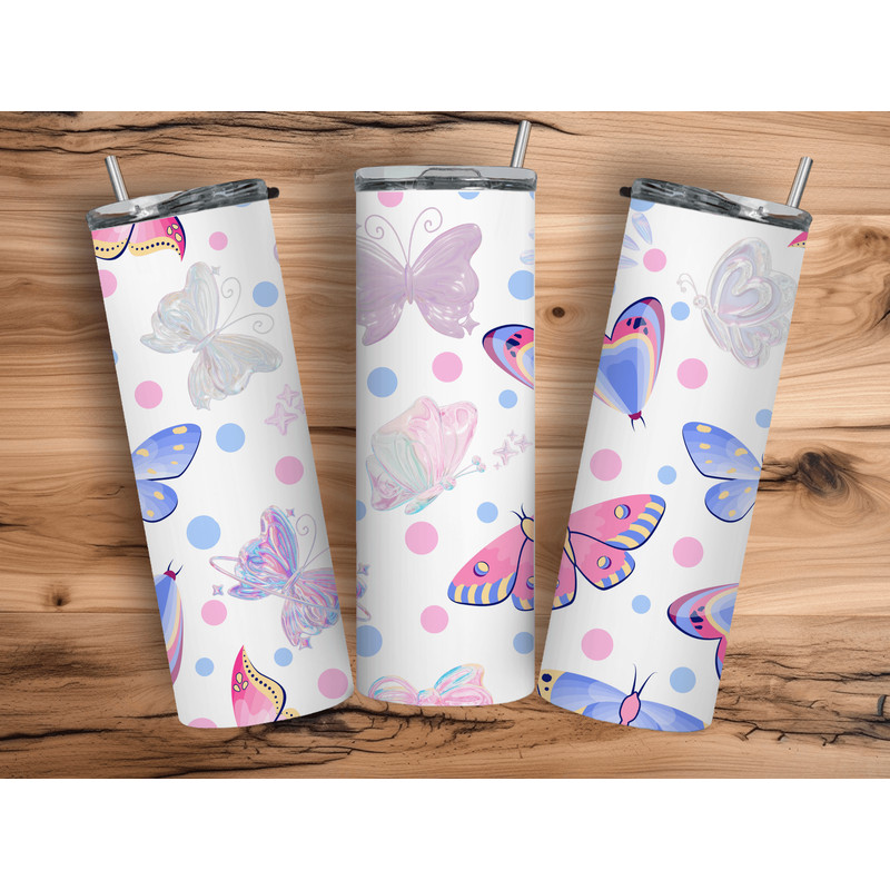 Butterfly Sublimation Tumbler Wrap 20oz Dark Floral 20oz Sublimation Dark Butterfly PNG Boho Tumble 2