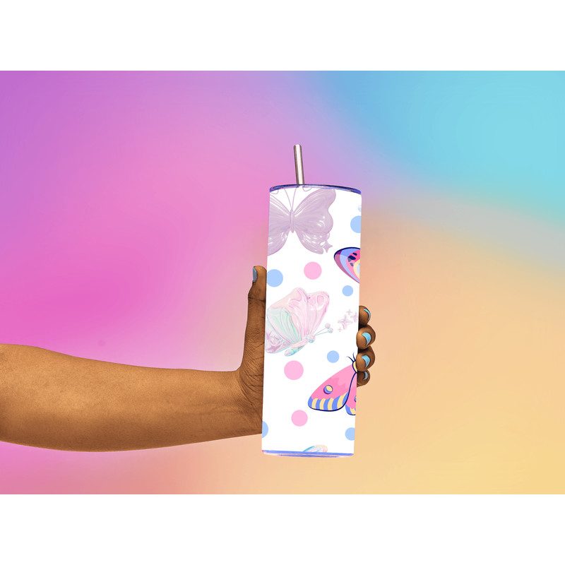 Butterfly Sublimation Tumbler Wrap 20oz Dark Floral 20oz Sublimation Dark Butterfly PNG Boho Tumble 3