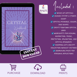 Crystal Planner Printable Instant Download Healing Workbook Crystal Journal Home Crystal Planner Digital Crystal Journal