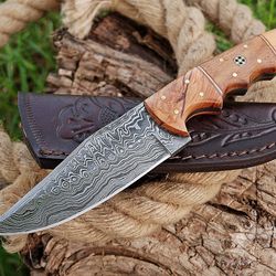 Damascus Hunting Knife - Handmade Knife - Hand Forged Fixed Blade Knife, Camping Knife & Beautiful Knives - Hunting Kniv