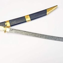 beautiful custom handmade high carbon damascus steel katana/samurai sword with beautiful handmade scabbard