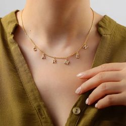 Personalized Diamond Monogram Name Necklace Pendant Anniversary Jewelry Gift