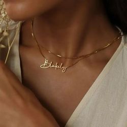 Custom Name Necklace Gold Personalized Gift for Mom Gold Chain Necklace