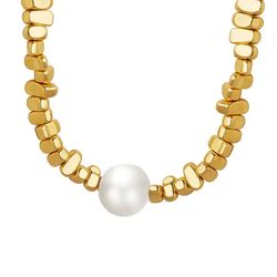 Gold Geometric Ore Chain Imitation Pearl Necklace Irregular Bead Pearl Choker