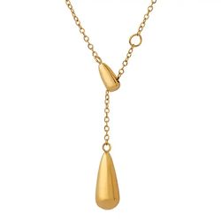 Simple 18K Gold Adjustable Water Drop Pendant Necklace Shaped Teardrop Necklace