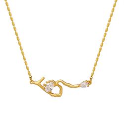Simple Brass Gold Irregular Zircon Branch Necklace Zircon Copper Twig Choker