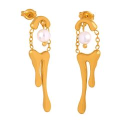18K Gold Plated Shell Bead Tassel Earring Irregular Tassel Dangle Earring